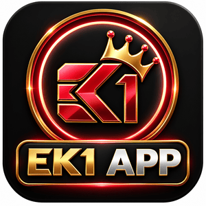 EK1 App logo with crown icon on black background