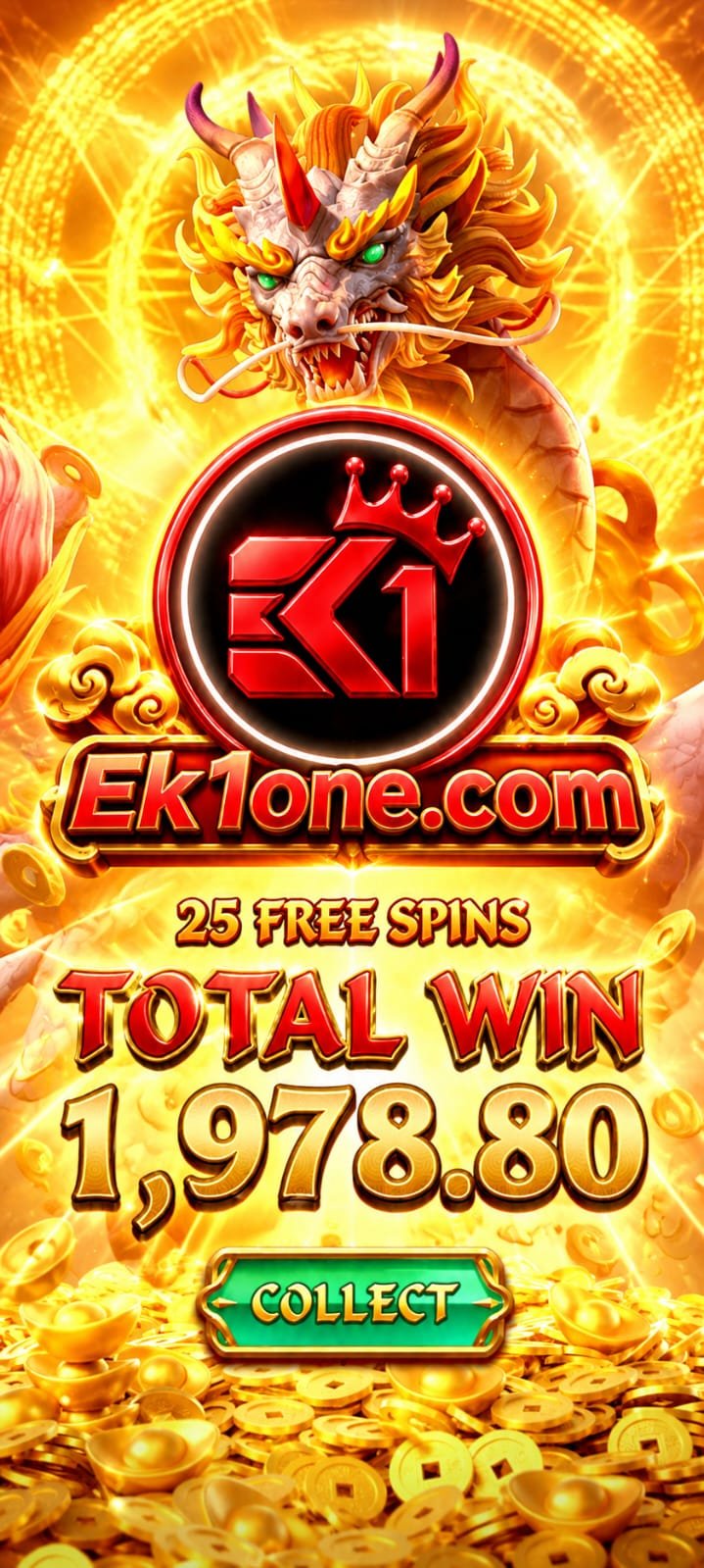 EK1 Game apk featuring 25 free spins and total win
